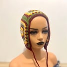 Handmade Crochet Bonnet – Multicolour Granny Square Festival Hat with Ties