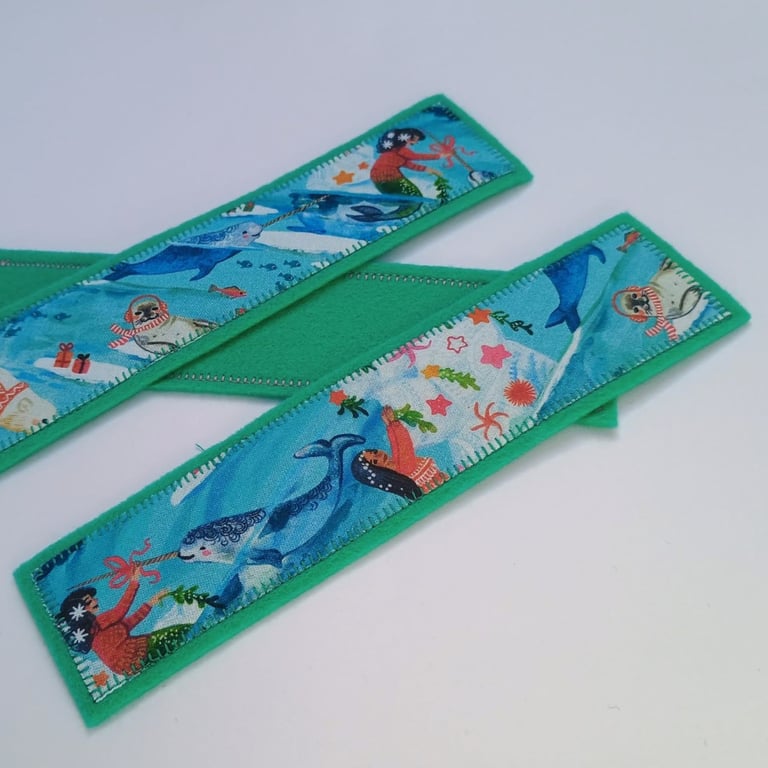 Christmas Artic Mermaid Bookmark - fabric and wool felt 