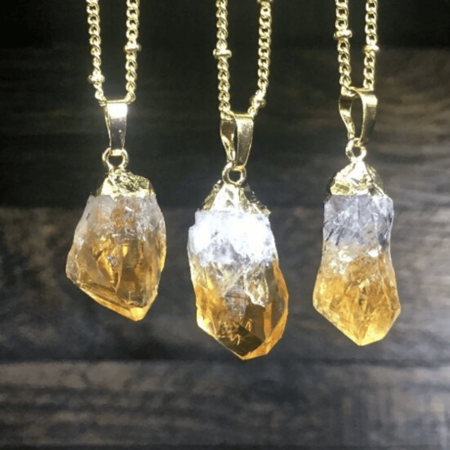 Raw Citrine Necklace - Stone of Success - Folksy