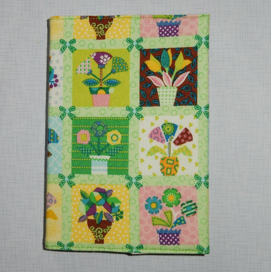 Covered notebook - A6 funky flowers and pots