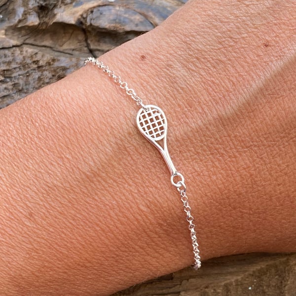 Sterling Silver Tennis Racket & Ball Lobster Clasp Charm - 24.5mm For European Clip Bracelets & Necklaces