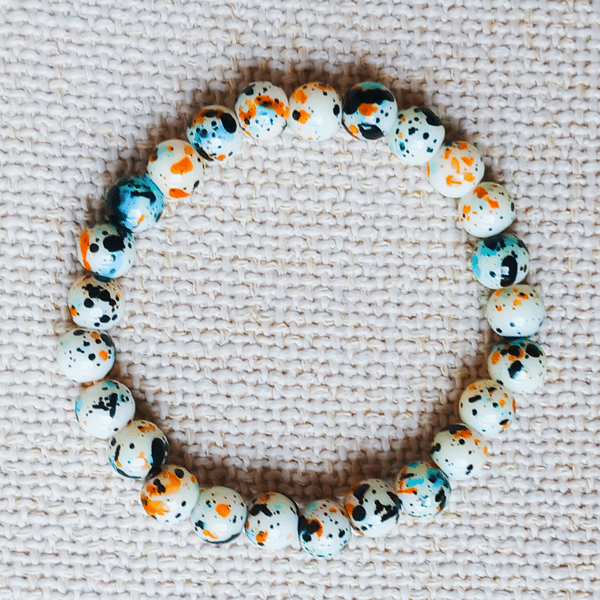 Ladies Smoky Quartz and Hematite Elastic Bead Bracelet