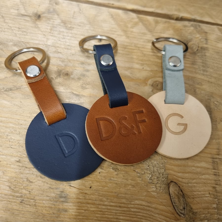 UK Hand Made Genuine leather Personalised leather Key Ring