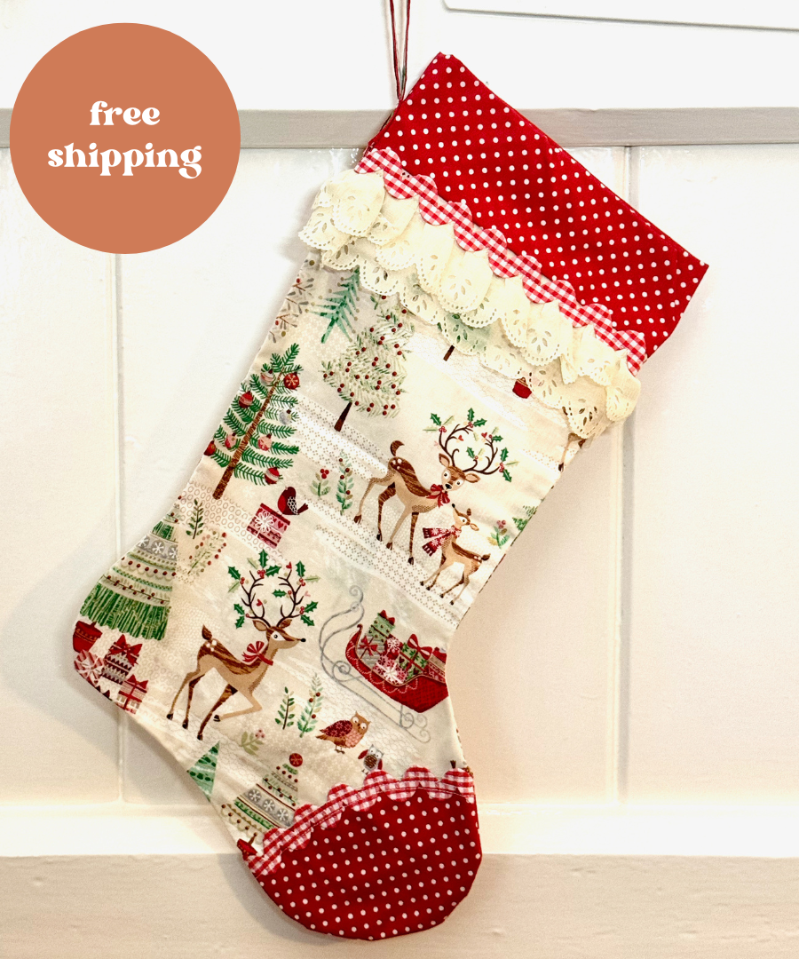 Handmade Christmas Stocking - Free Shipping
