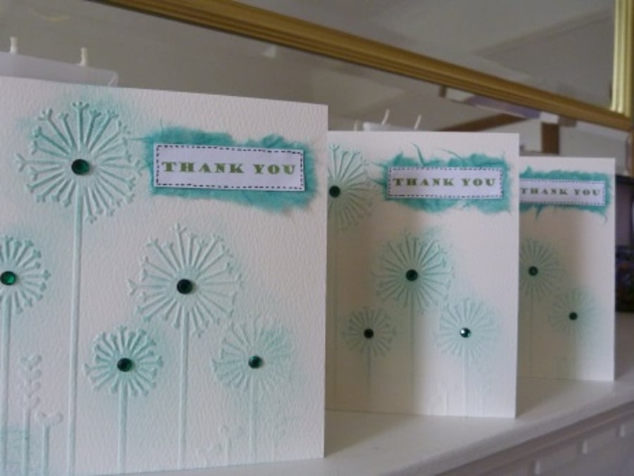 Pack of Three Green Thank You Cards