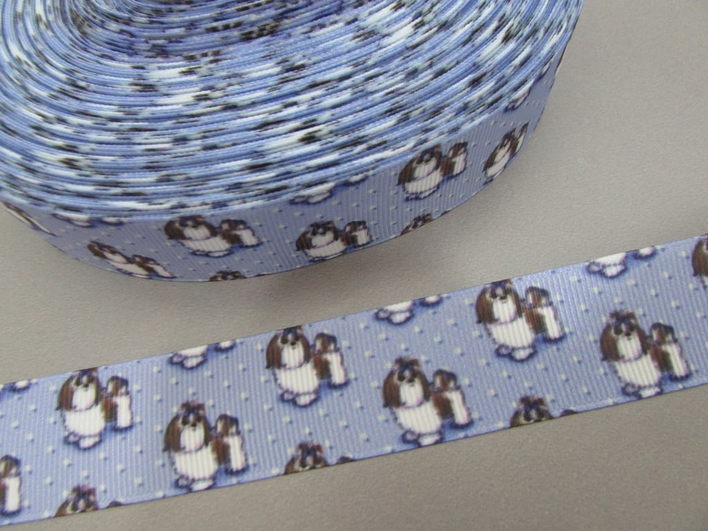 Puppy Dog Grosgrain Ribbon 2.5cm x 1 Metre