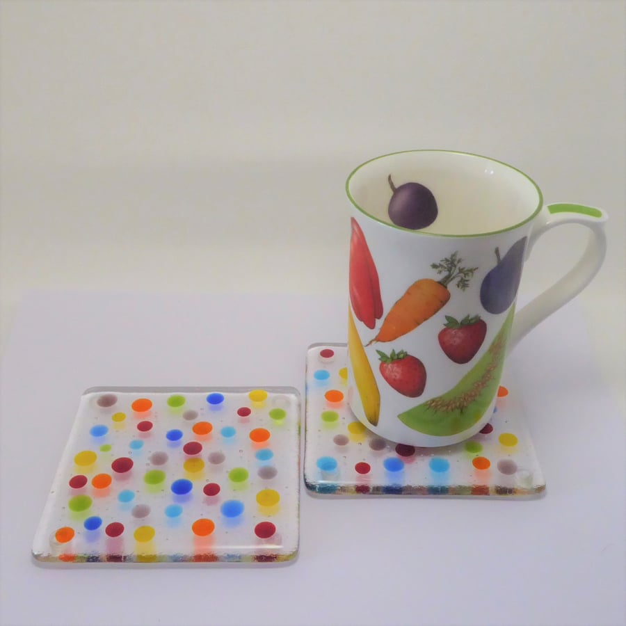 Dotty glass coasters, set of two
