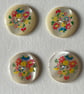4 multicoloured floral plastic buttons - 18mm - Image 1