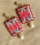 Colourful Sardine Scallop Tile Pearl Earrings