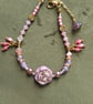 Rose Charm Charm Bracelet with Gold Chain – Natural Gemstone & Czech Glass 
