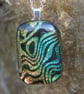 Gold and blue contours dichroic glass pendant, fused glass necklace SKU F43 - Image 5