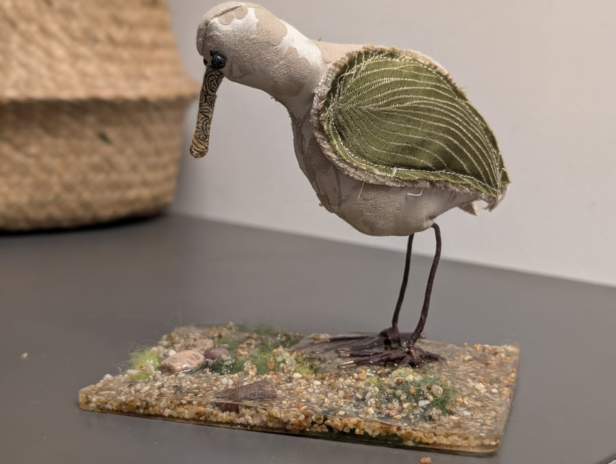 Wading bird inspired fabric sculpture ornament decoration 