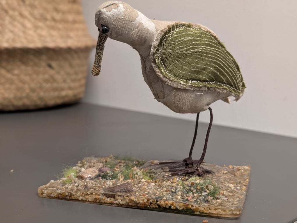 Wading bird inspired fabric sculpture ornament decoration 