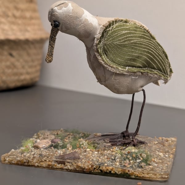 Wading bird inspired fabric sculpture ornament decoration 