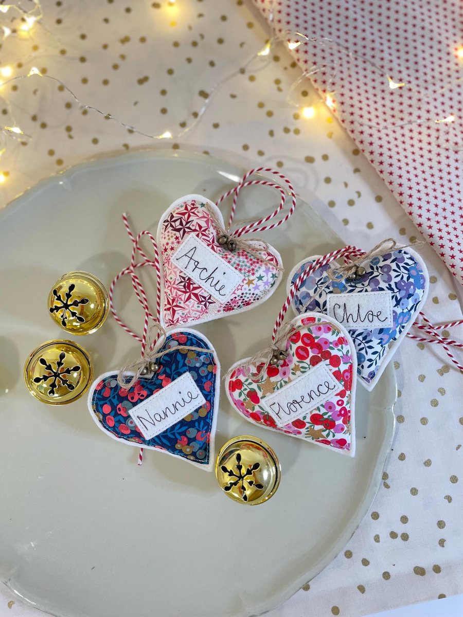 Embroidered Liberty Personalised Heart - choice