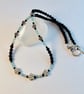 Faceted Apatite, Onyx and Flower Necklace - Birthday, Anniversary, Gift For Her - Image 1