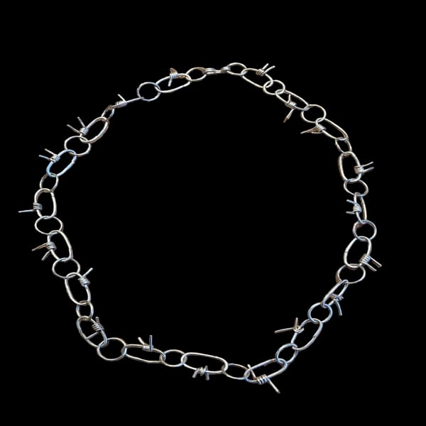 Silver Barbed Wire Necklace 