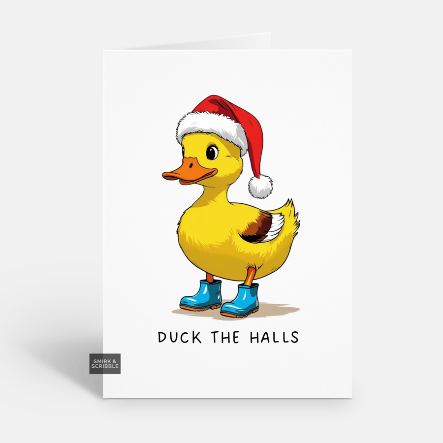 Unique Funny Christmas Card For Him Or Her - Duck Pun Xmas Greeting 