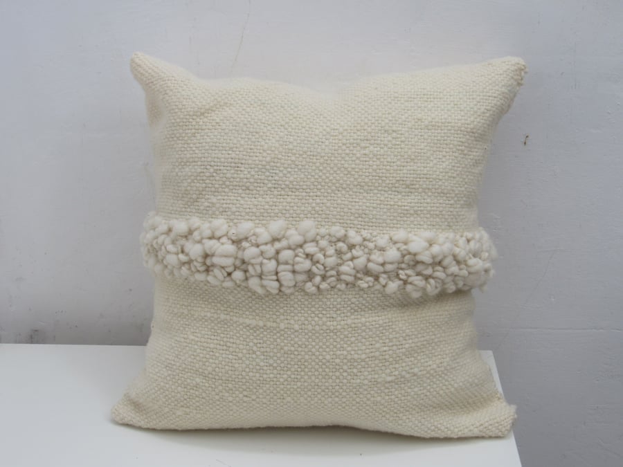 Handwoven Cream Shetland Wool Cushion Cover