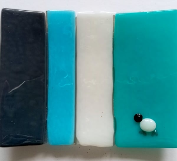 Fused glass soap dish with Sheepy detail