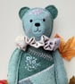 Woodland Teddy bear, crazy patchwork decorative keepsake bear,hanging decoration - Image 2