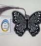 Butterfly Embroidered Bookmark, full silvery - Image 1