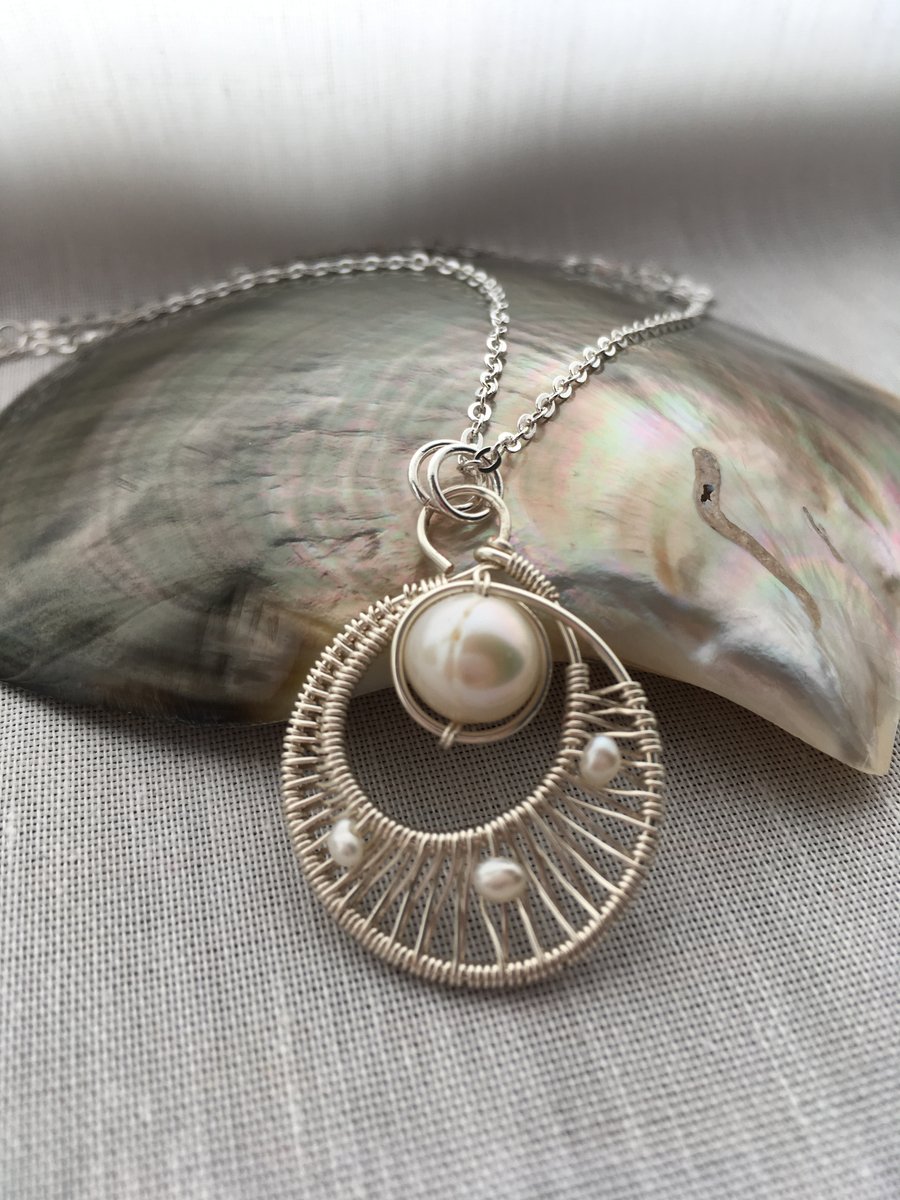 CUSTOM LISTING FOR SUE MCKENNA Woven freshwater pearl pendant.. 
