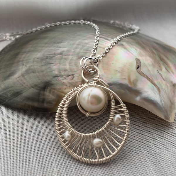 CUSTOM LISTING FOR SUE MCKENNA Woven freshwater pearl pendant.. 