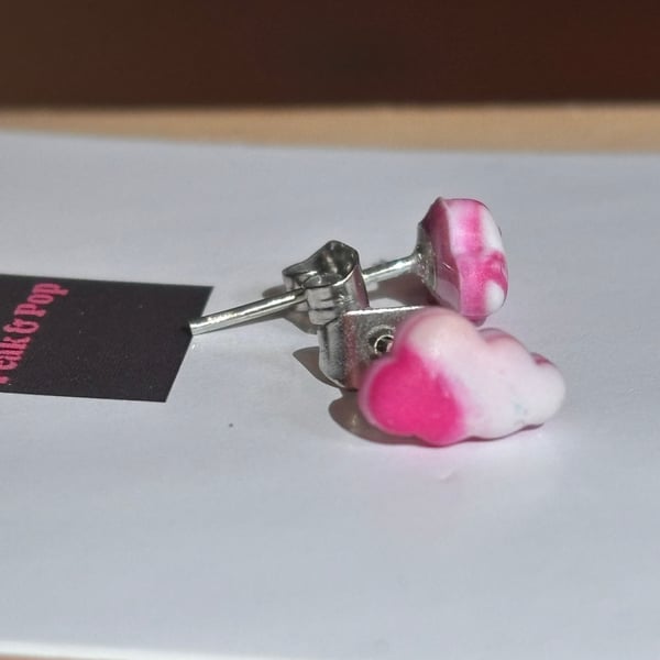 Dreamy Pink Cloud Earrings – Playful, Fun Everyday Studs