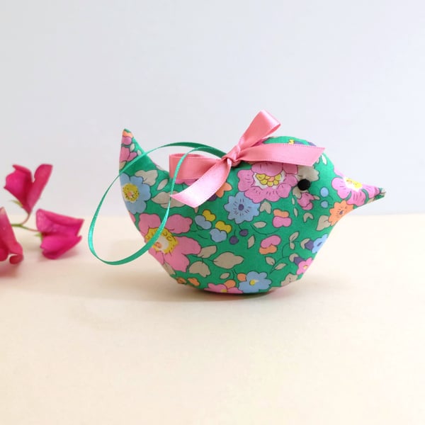 Liberty Betsy Green Floral Fabric Lavender Mini Bird