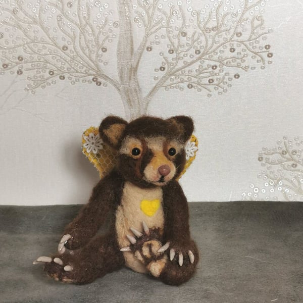 Butterbear needle felted character Bear Butterfly design Whimsy Woods collection