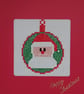 Handmade Cross Stitch Santa in Bauble Christmas Card – Red – 5 x 5 Inch - Image 3