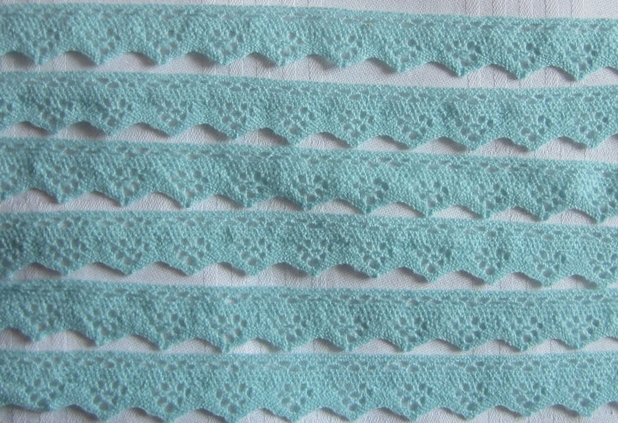 2 metres of light blue crocheted edging