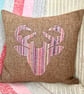 Tweed Appliqué Stag Scatter Cushion with Pad, Brown 36x36cm
