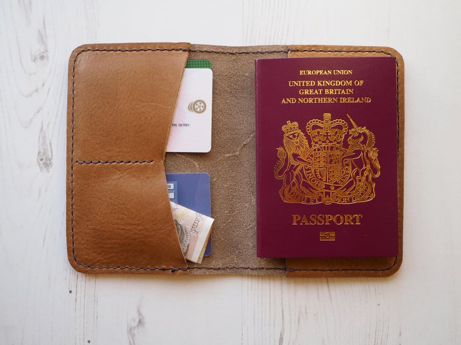 Personalised Leather Passport Holder Sleeve, Travel Gift for Him