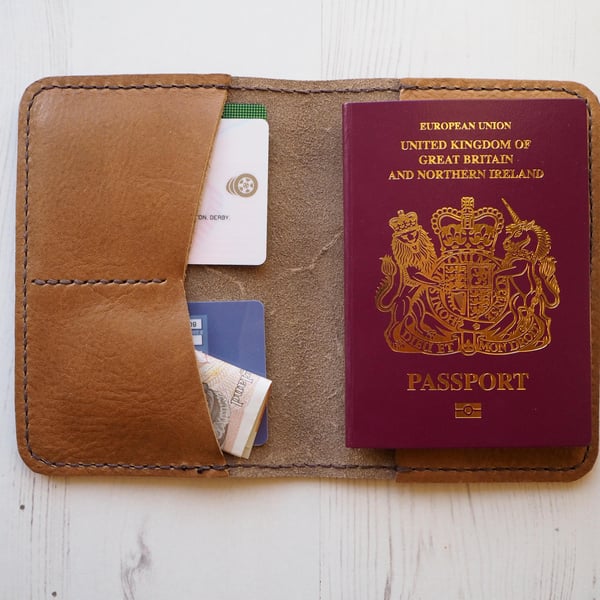 Personalised Leather Passport Holder Sleeve, Travel Gift for Him