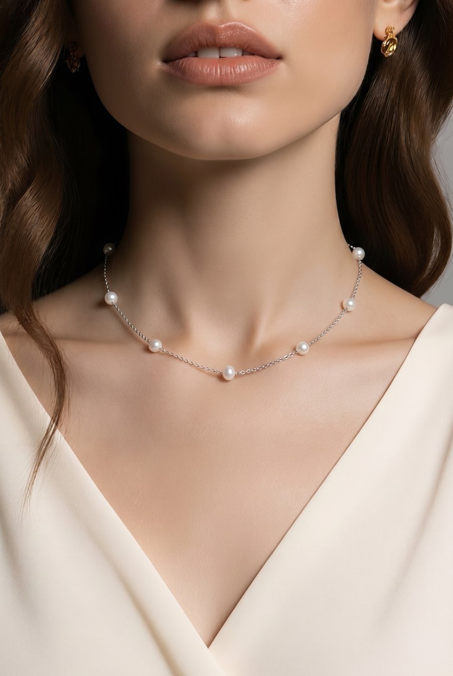 Freshwater Pearl Chain Necklace in Sterling Silver 
