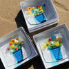 Fused glass flower pot trinket dish 