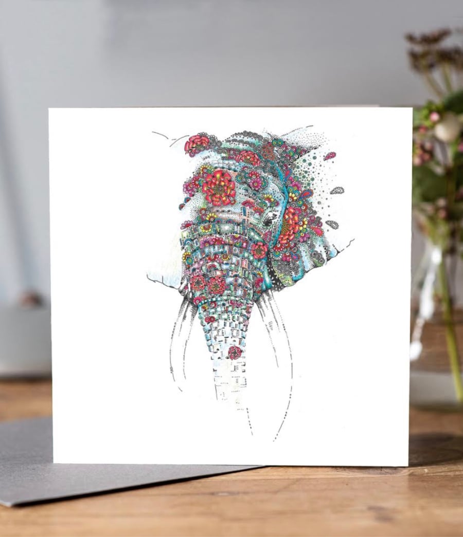 Floral Elephant Greeting card 