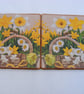 Set of 2 ceramic daffodil square coasters. - Image 2