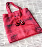 Hand held, Decorative TOTE Bag, RED with Charcoal Grey - Image 4