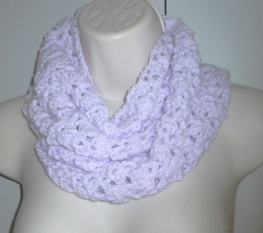 crochet lacy infinity scarf cowl neck warmer