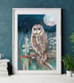 Owl Art Print - Tawny owl bird art print - Image 8