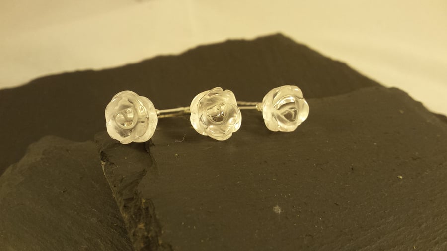 Beautiful Quartz Rose Pins x 3