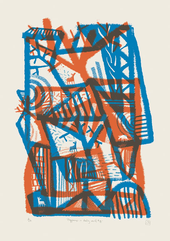 Happenings in Donkey World No.18 two-colour A2 screen-print