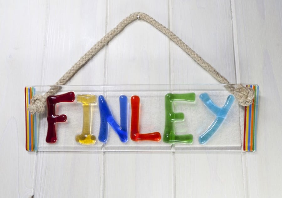 Fused Glass Name Plaque Folksy