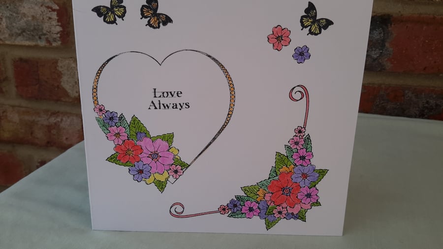 Floral Card, General Card, Birthday Card, Get Well, Hearts & Flowers