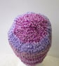Ombre lilac and purple chunky beanie hat for an adult - Image 3