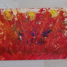 Golden Meadows at Sundown - Abstract Mixed Media Painting on Paper - Unframed