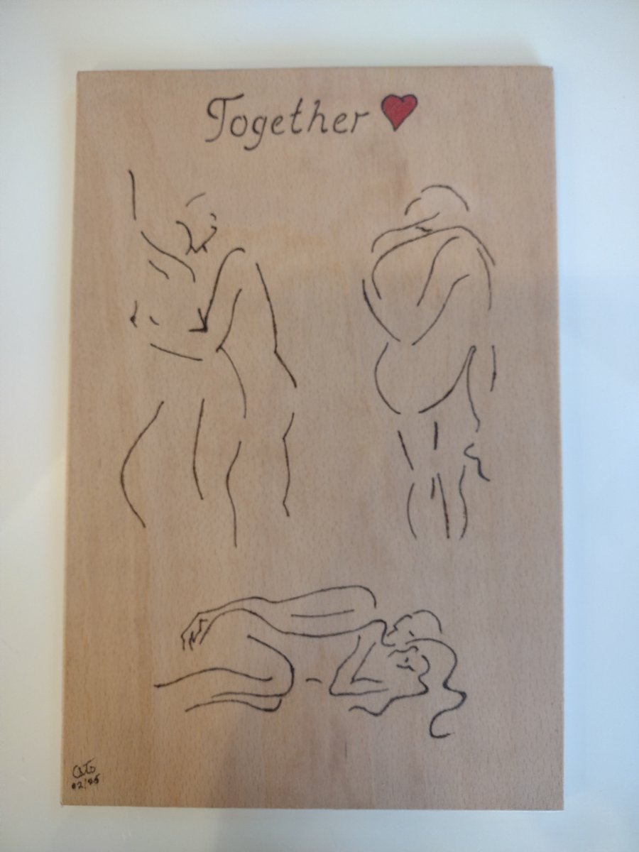 Pyrography line art 'together'
